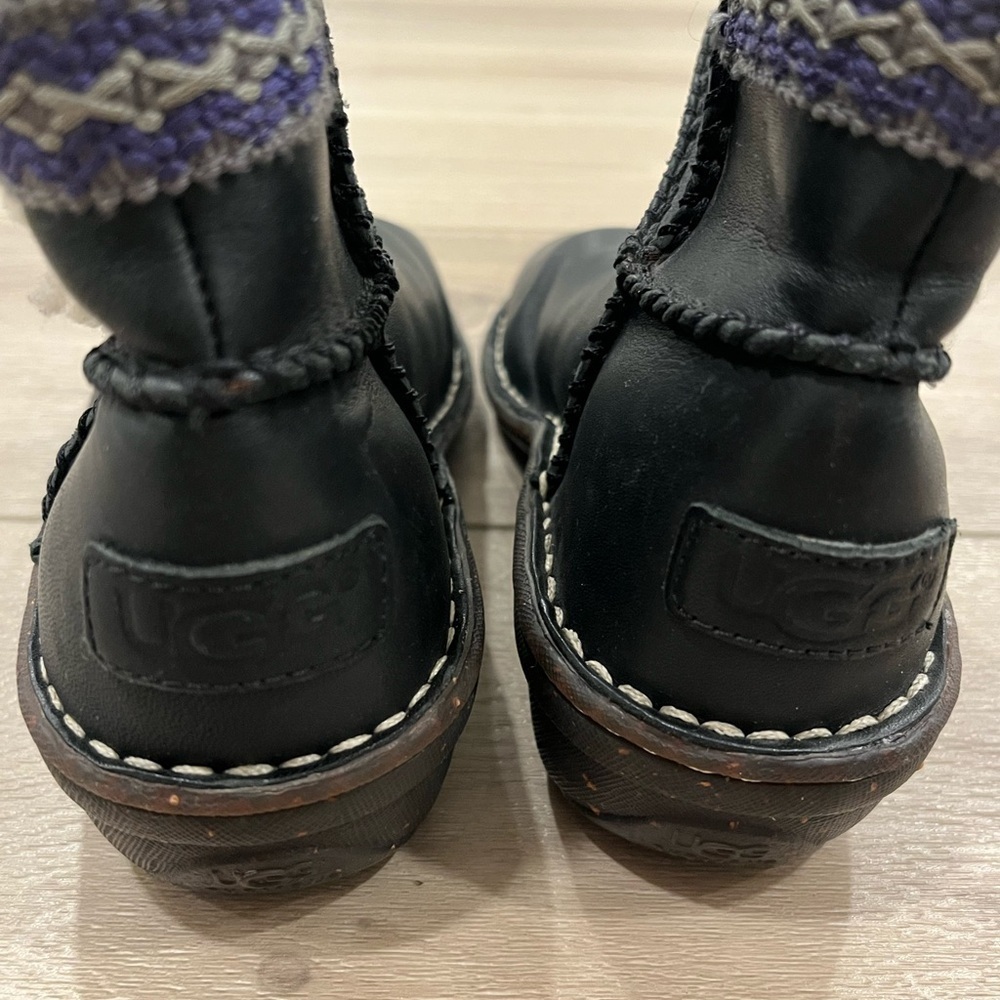 UGG Lillie Brown Leather Sheepskin Lined Boots - Women's 6 - Picture 6 of 10